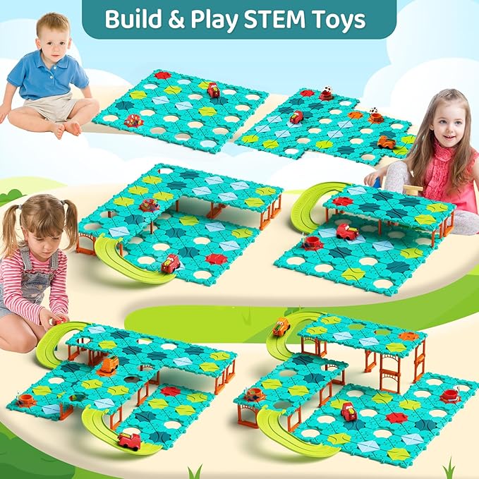 Updated Logical Road Builder Games, STEM Family Board Game, Large Educational Smart Brain Teasers Puzzles Toys, Preschool Learning Montessori Birthday Gift for Boys Girls Age 4-8 (Family Edition)