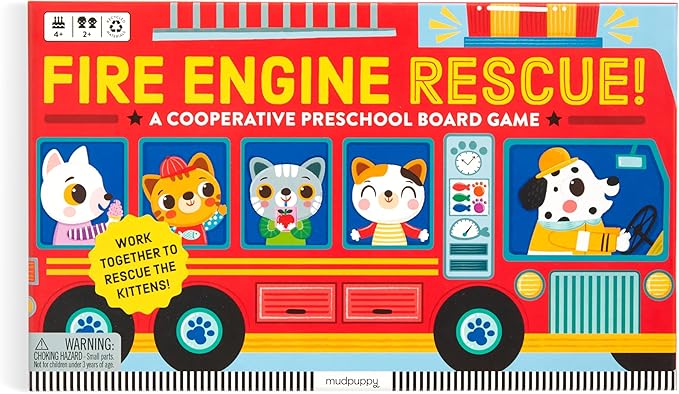 Mudpuppy Fire Engine Rescue – Cooperative Preschool Board Game Featuring Bold Fire Engine Promotes Social Emotional Development for Children Ages 4 and Up