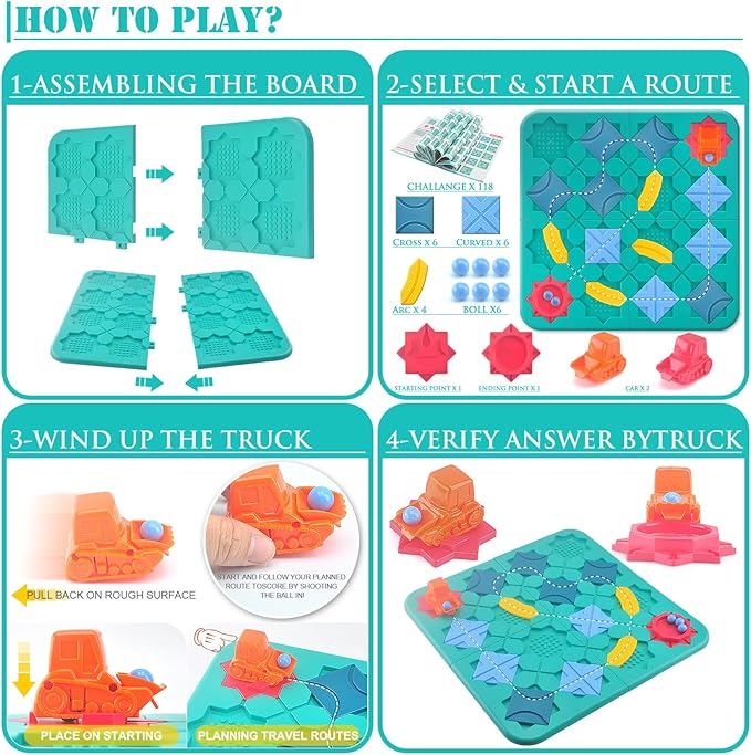 Kids Toys STEM Board Games - Logic Road Builder Brain Teasers Puzzles for 3 4 5 6 Year Old Boys Girls,Educational Montessori Birthday Gifts for Ages 4-8 Preschool Classroom Learning (30 PCS)