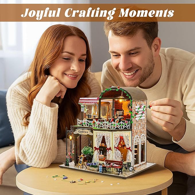 Flever DIY Miniature House Kit, Tiny Home Kit with LED Light, Mini House Build Craft Kits for Adults and Teens, Home Decor Creative Gift for Family/Friends (Raya's Time)