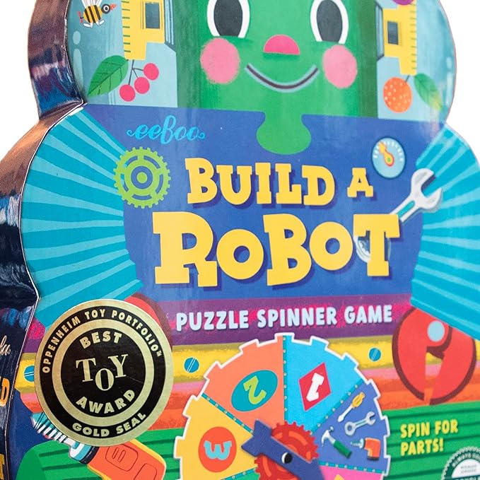 eeBoo: Build a Robot Spinner Game, Combines Simple Numbers with Fun, 2 to 4 Players, 15-30 Minute Play Time, Encourages Imaginative Play, for Ages 3 and up
