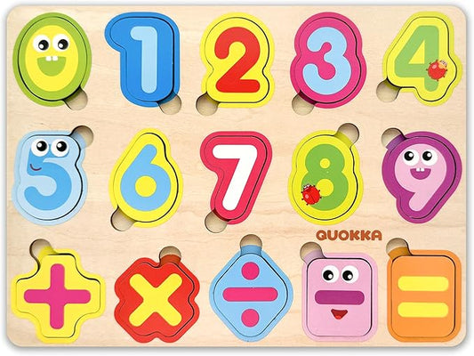 QUOKKA Wooden Puzzles for Toddlers 3-5 - Numbers Toddler Puzzles 1-3 Years Old - Digits Gift Educational Toys for Boys and Girls - Wood Games for Children's Learning 2-4