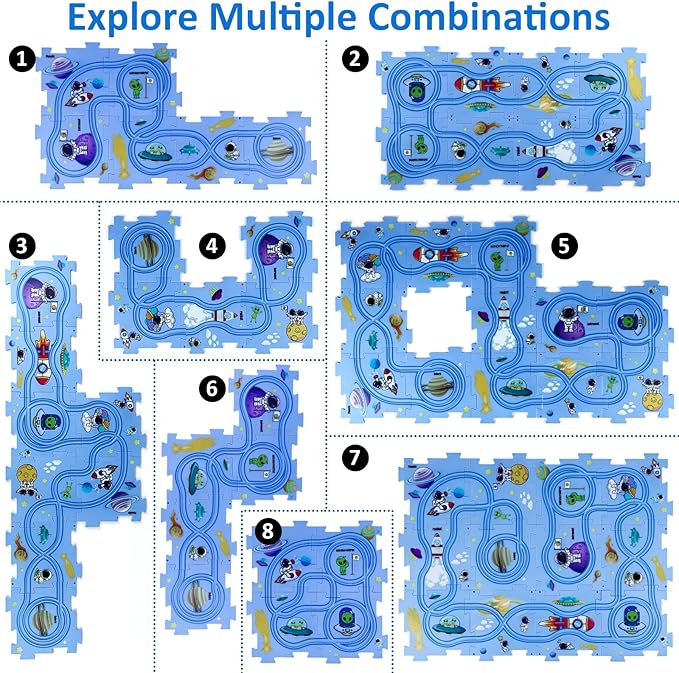 VESPRO 100PCS Kids Car Track Set - 4 Series Toddler Puzzle Racer Play Set, Educational Toys for Boys and Girls Ages 3+