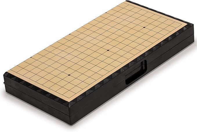 Yellow Mountain Imports Large Magnetic 19x19 Go Game Set Board (14.6-Inch) with Single Convex Stones - Folding, Portable, and Travel Ready Set