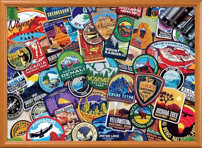 MasterPieces - 1000 Piece Jigsaw Puzzle, National Parks Patches, Fun for Adults, Family, Kids 19.25"x26.75"