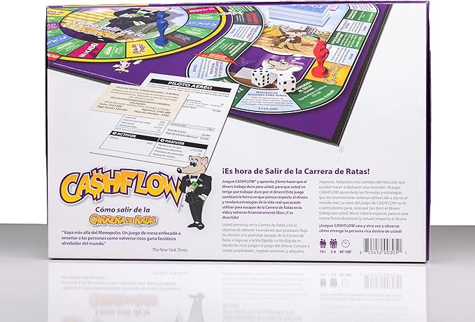 Rich Dad Cashflow Spanish Board Game with Message from Robert Kiyosaki, Up to 6 Players - Fun and Educational Learning Games for Boys, Girls, and Family