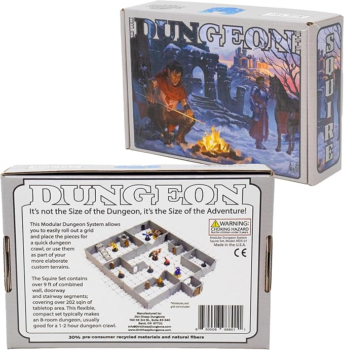 Squire Dungeon Set - Mini Dungeon Castle Cavern DND Terrain for TableTop RPGs, Dungeons & Dragons, Pathfinder, War Gaming, and More! by DCD (51+pcs, 1.4sqft, 8rooms)