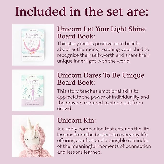 Slumberkins 14" Unicorn Kin & 2 Board Books Complete Set Bundle | Promotes Authenticity, Confidence & Healthy Friendships | Social Emotional Tools for Ages 0+ (Unicorn Kin Plush + 2 Board Books)