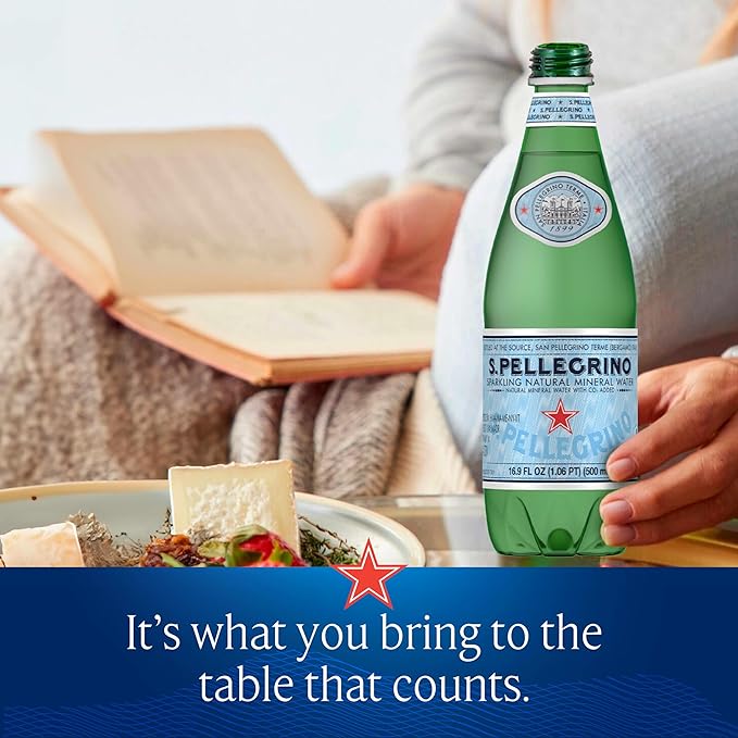 S.Pellegrino Sparkling Natural Mineral Water, 33.8 fl oz. Plastic Bottles (Pack of 12)