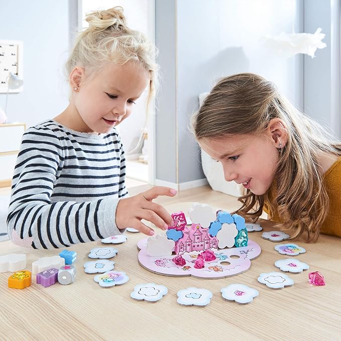 HABA Unicorn Glitterluck Cloud Stacking - Cooperative Kids Board Game - Fun Games for Kids and Unicorn Games Ages 4+ Made in Germany