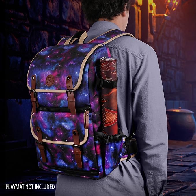 ENHANCE Designer Edition TCG Backpack - MTG Deck Bag Card Binder Space, TCG Deck Box Storage, MTG Playmat Holder - Card Storage Compatible with Magic the Gathering, Pokemon, Lorcana (Canvas Galaxy)
