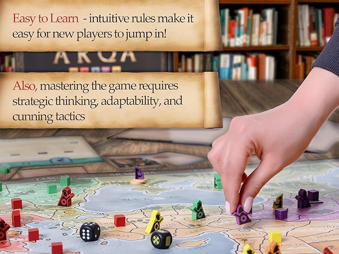 ARQAs Historical Strategy Board Game, Epic Diplomacy Game for Adults, Teens, Chronicling Expanding Adventure Events, Witness Unforgettable Family Night Journey with ARQAs Classic Game for 2-4 Players