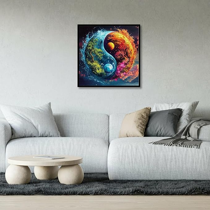 1000pcs Yin Yang Ice Fire Theme Paper Puzzle - Yin Yang Bagua in Chinese Culture, Large Puzzle Toy Adult Game Gift - Family Interactive Game Puzzle DIY Home Decoration Brain Challenge Gift