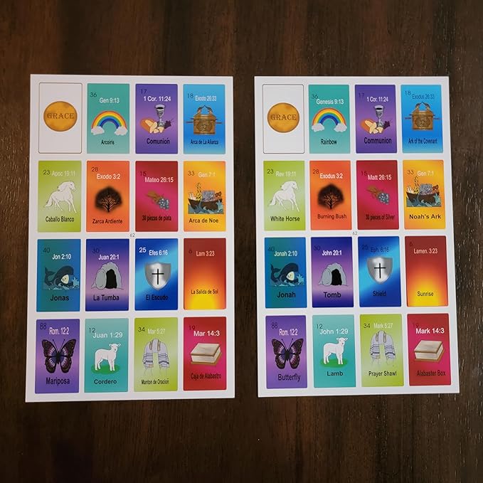Bible Loteria Game - Christian Bingo - Easy Family-Friendly Party Games - Religious - Card Games for Adults, Teens & Kids - Large Group Games - Spanish Christian Game - 2-10 Players