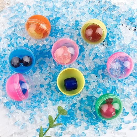 AUEAR, Colorful Small Round Capsules 1.1 Inch Vending Machine Empty Plastic Gumball Containers for Party Favor Prize (250 Packs)