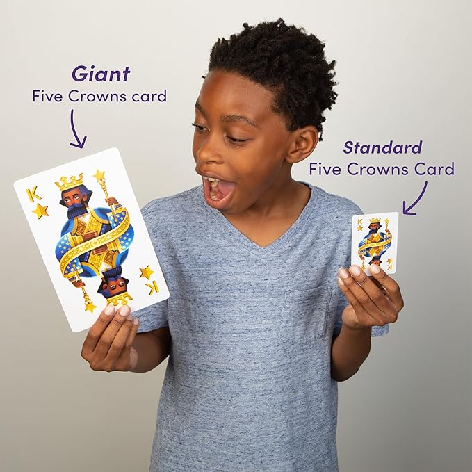 Five Crowns Giant Card Games – Jumbo Playing Cards, Card Game for Kids and Adults, Family Game Night, 5 Suited Rummy Style Card Game, Ages 8+