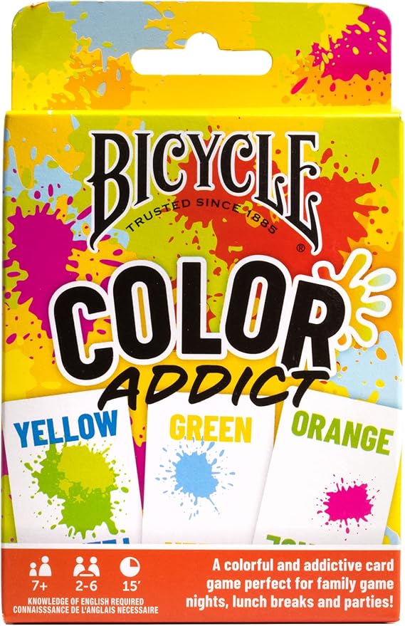 Bicycle Color Addict Matching Family Card Game, Up to 6 Players (Ages 7 and Up), Yellow