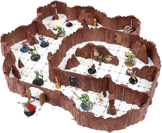Goblin Cavern Set - Mini Dungeon Castle Cavern DND Terrain for Tabletop RPGs, Dungeons & Dragons, Pathfinder, War Gaming, and More! - by DCD (64+pcs, 1.4sqft, 8areas)