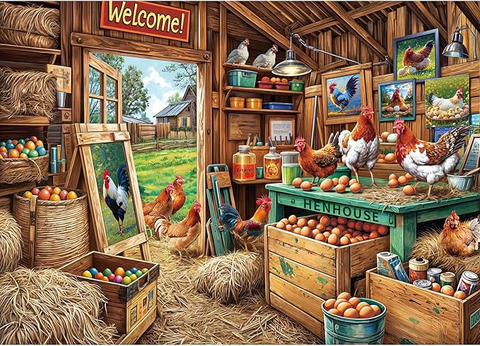 Chicken Coop Puzzles for Adults 1000 Piece, Jigsaw Puzzles for Adults, Adult Challenging Game Toys, Impossible Puzzle, Family Decoration Puzzle
