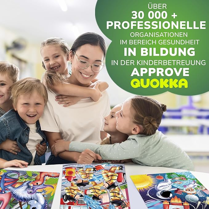 QUOKKA Puzzles for Kids Ages 4-6 - Set of 4x60 Jigsaw Puzzles for Toddlers 3-5 - Space, Dino, Firefighters Toys for Children 6-8 yo - Gift Educational Game for Boys & Girls