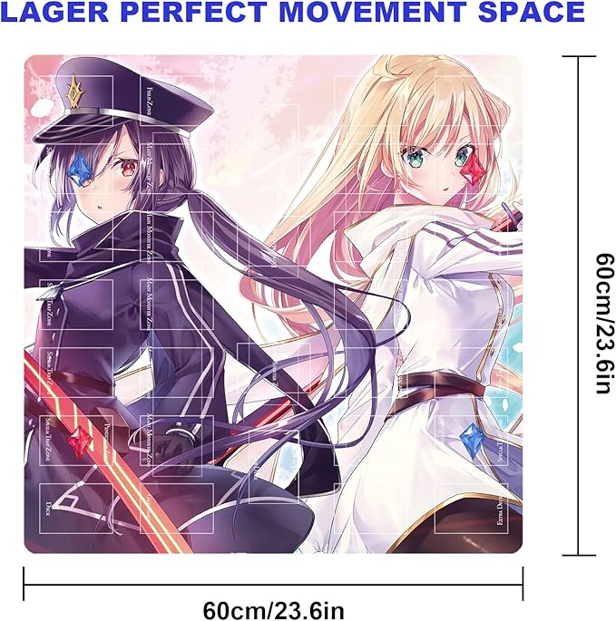 Card Rubber Mat - 2 Player, Square playmat for Gamer 60x60cm/23.6x23.6inch