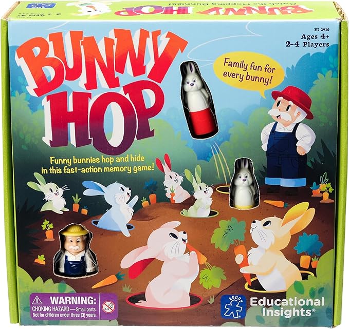 Educational Insights Bunny Hop: Memory & Color Recognition Preschool & Toddler Game, 2-4 Players, Gift for Kids Ages 4+