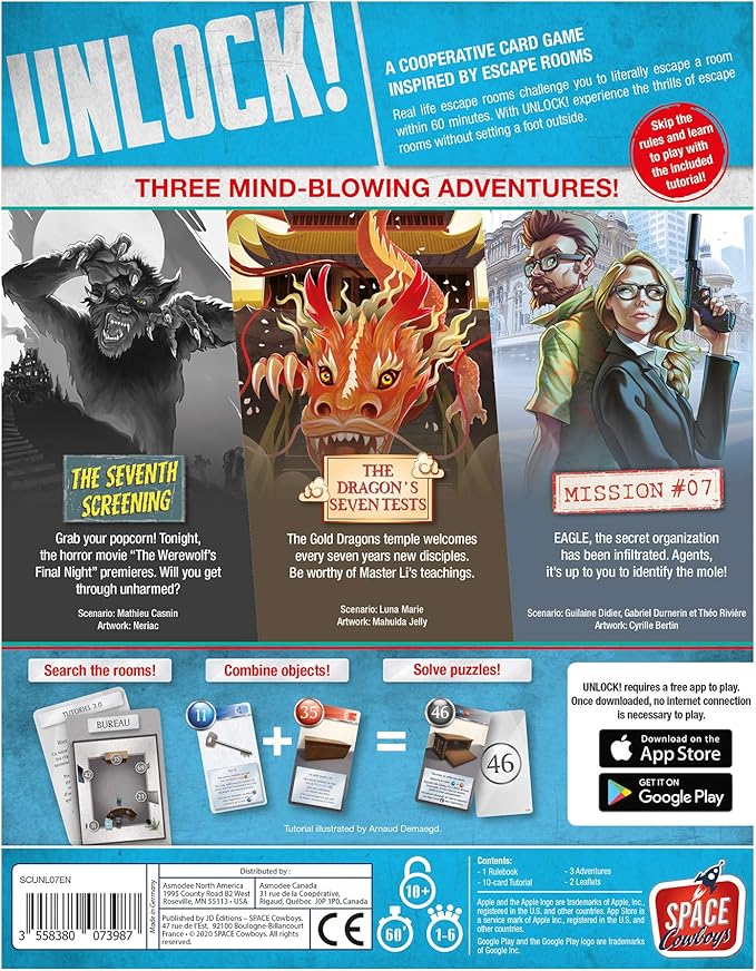 UNLOCK! Epic Adventures Card Game - Escape Room-Inspired Cooperative Adventure, Fun Family Game for Kids and Adults, Ages 10+, 1-6 Players, 1 Hour Playtime, Made by Space Cowboys