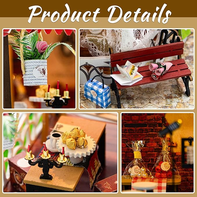 Flever DIY Miniature House Kit, Tiny Home Kit with LED Light, Mini House Build Craft Kits for Adults and Teens, Home Decor Creative Gift for Family/Friends (Raya's Time)