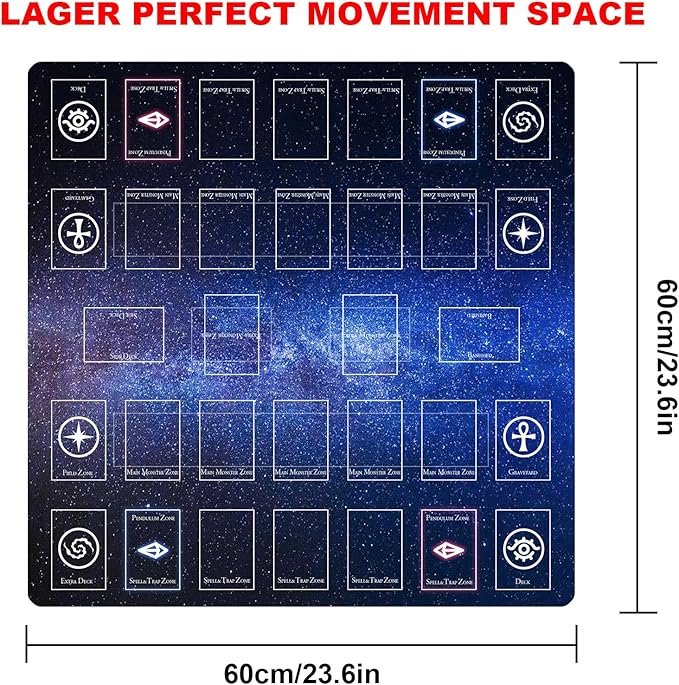 Card Rubber Mat - 2 Player, Square playmat for Gamer 60x60cm/23.6x23.6inch