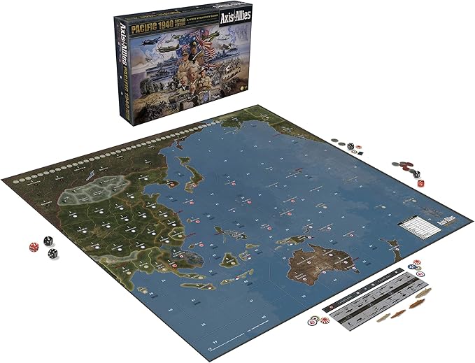 Avalon Hill Axis & Allies Pacific 1940 Second Edition WWII Strategy Board Game, with Extra Large Gameboard, Ages 12 and Up, 2-4 Players