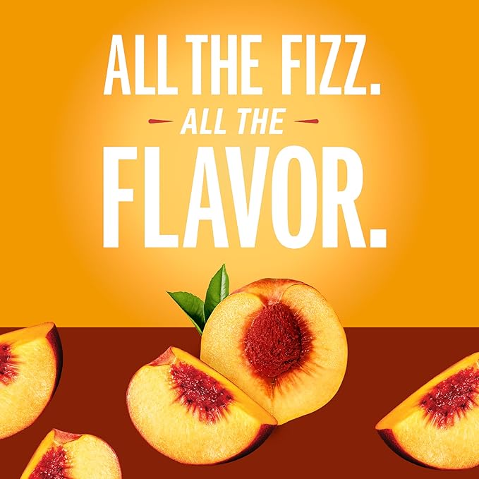 IZZE Sparkling Juice Beverage Blend, Peach, No Sugar Added, 8.4 FL OZ, 24 Cans