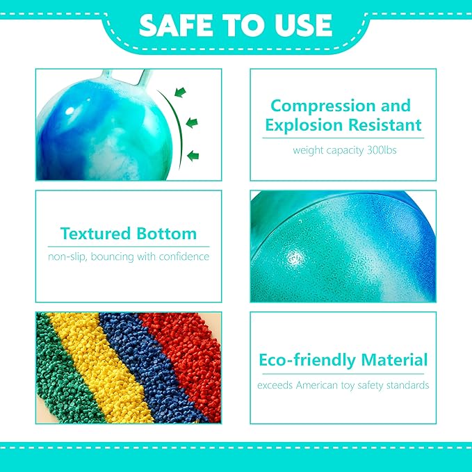 EVERICH TOY Hopper Ball, Clouds Hopping Toys for Kids, 18 Inch Bouncy Ball with Handle, Inflatable Bouncing Hoppity Hop Toys for Boys and Girls Gifts