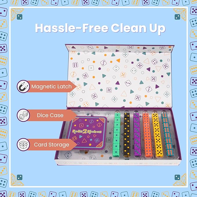 Award-Winning Family Dice Game – Rolls 2 Riches | Fun & Fast-Paced Game for Kids, Teens & Adults | Perfect for Game Night, Travel, Parties, Dates & Camping | ADHD-Friendly Activity