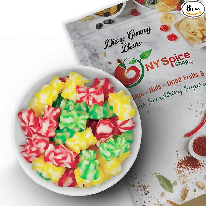 NY Spice Shop Dizzy Gummy Bears Bulk - 8 Ounce Gummies Bears Candy - Gummies Fruit Snacks - Chewy Candy - Flavor Gummy Candies - Gummi Bear Gift For All Occasions