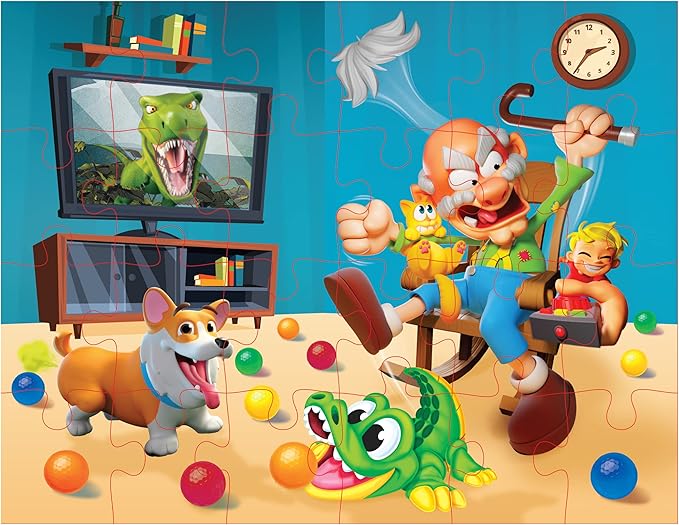 Goliath Grumpy Grandpa Game - Flip The Channel Before Grandpa Flips His Lid - Ages 4 and Up, 2-5 Players - Includes a 24-Piece Puzzle