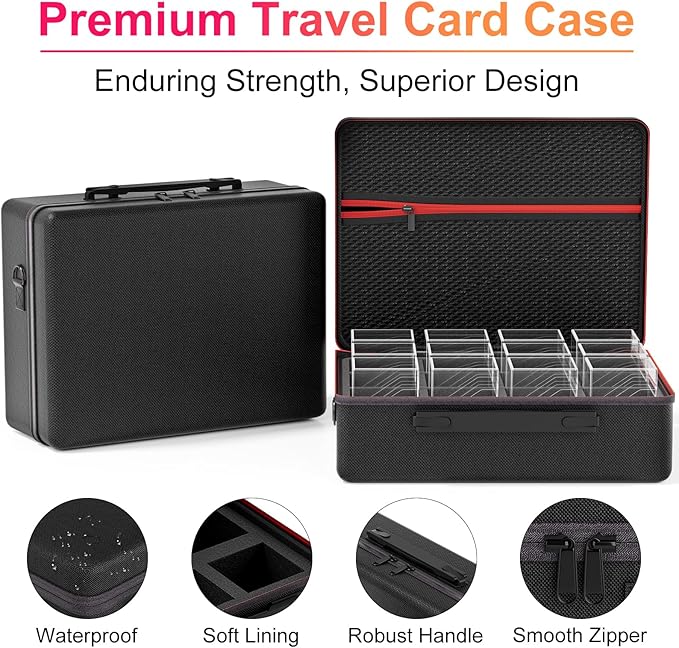 Card Deck Box with Portable Case, 12 Pack Clear Commander Deck Box with 12 Dividers, Holds 1200+ Double Sleeved Cards, Fit for MTG, YuGiOh, TCG