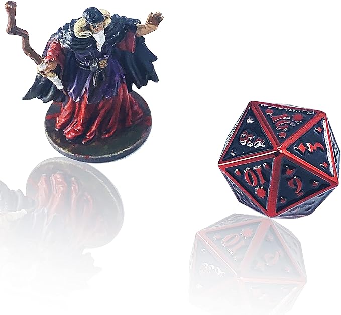 Metal Dice Set Collection for DND and All TRPG Games (Nightwatch, Red D20)