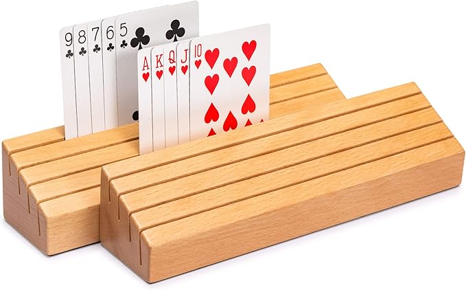 Yellow Mountain Imports Solid Beechwood Playing Card Holders - Set of 2