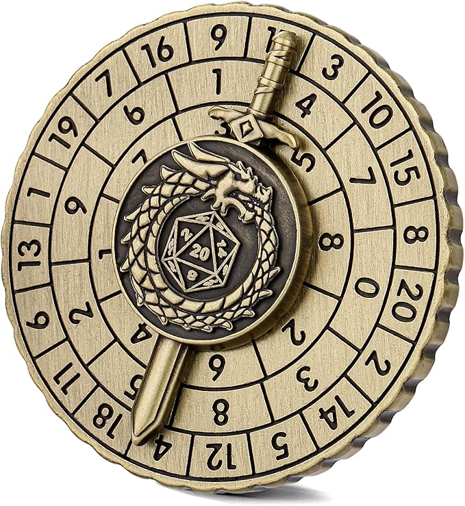 Spinner DND Dice, 7-in-1 Dragon Sword Metallic D&D Dice, Dragon Roulette Dice Spinner for DND Dice Set, DND Gifts with Gift Box, Role Playing Board Game Accessories, DND Dice Set Gifts, Bronze