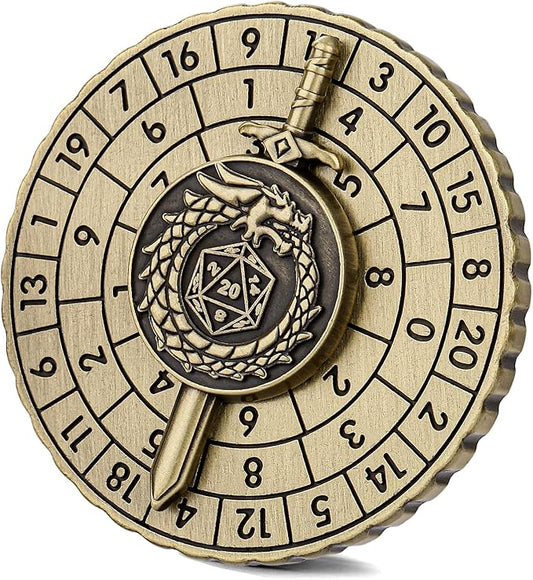 Spinner DND Dice, 7-in-1 Dragon Sword Metallic D&D Dice, Dragon Roulette Dice Spinner for DND Dice Set, DND Gifts with Gift Box, Role Playing Board Game Accessories, DND Dice Set Gifts, Bronze