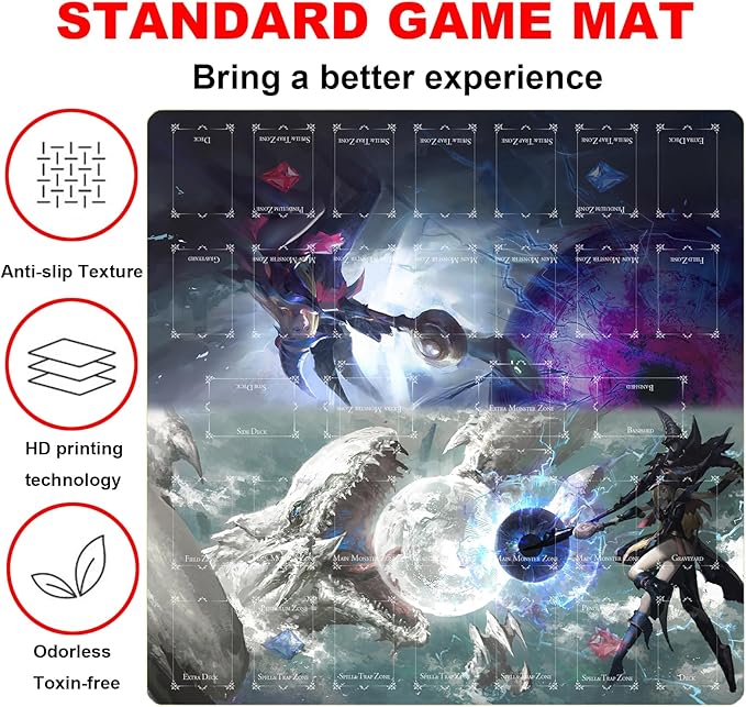 Card Rubber Mat - 2 Player, Square playmat for Gamer 60x60cm/23.6x23.6inch