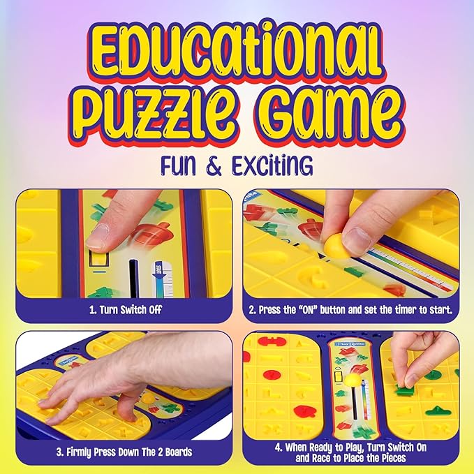 Shape Pop Up Board Game | 1 and 2 Player Game for Kids Ages 4-6-8+ | Educational Classic Board Game Shape Matching Puzzle Toys for Boys & Girls