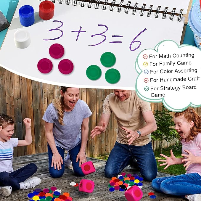 Coopay 2000 Pieces 10 Colors Plastic Poker Chips, 1 Inch Bingo Chips Bulk Learning Counters Disks Poker Card Game, Counting Markers for Math Practice, Game Tokens and Teaching Rewards, 25 mm