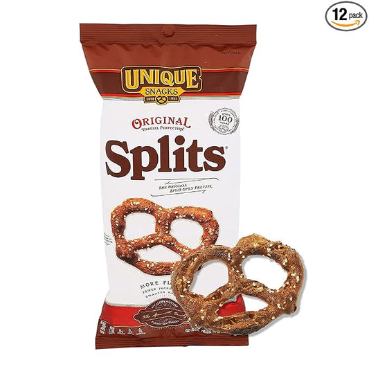 Unique Snacks Original Splits Pretzels, Delicious Homestyle Baked Snack Bag, OU Kosher, and Non-GMO Food, No Artificial Flavor, 11 Oz. Bag, Pack of 12