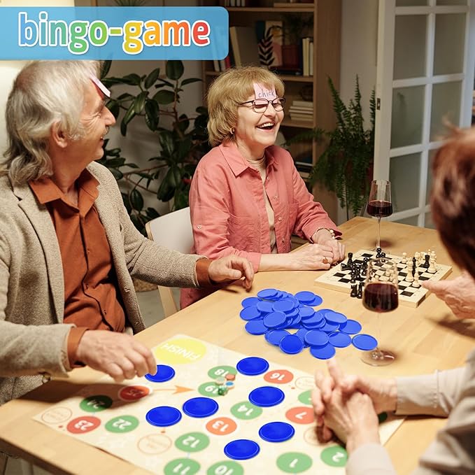 Coopay 1000 Pieces 1 Inch Bingo Chips Bulk, Bingo Markers for Math Practice, Plastic Learning Counters Disks Counting Discs and Poker Chips Game Tokens Kids Reward (Blue)