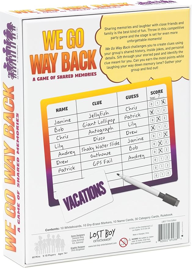 We Go Way Back – Board Games for Adults – Family Games – Party Games - Game Night – Give Clues, Cues, and Codes - Best Friend Game – Do You Know Your Family and Friends