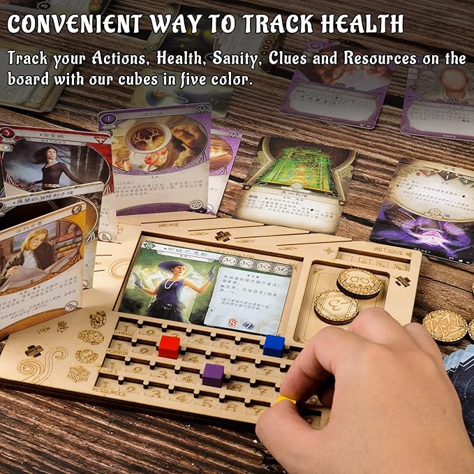 Investigator Dashboard Set of 2 Player Organization Board Wood Laser Cut Game Accessories for Arkham Horror LCG & Eldritch Horror