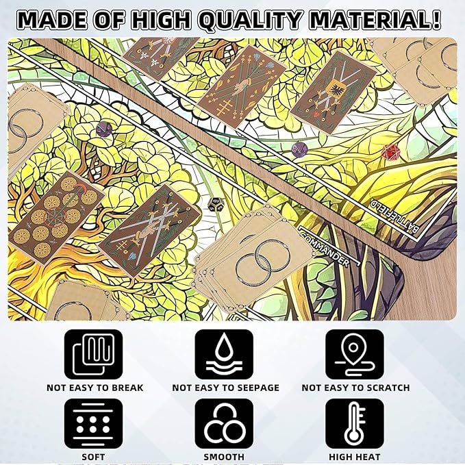 MTG Playmat- Stitched Edges Forest TCG Playmat-Non-Slip Landscape Play Mat Smooth Surface Rubber Base Board Game Mousepad 24x14 inches for Trading Card Game Playing with Storage Bags