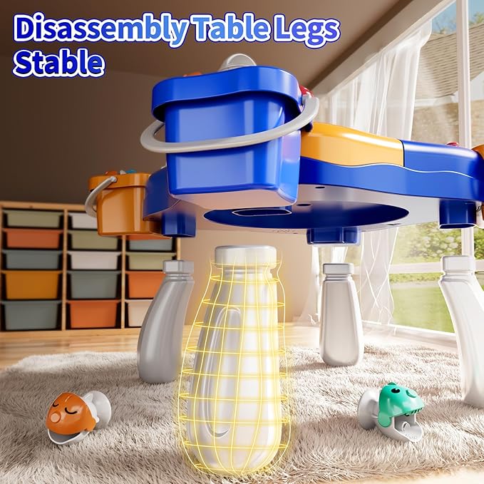 Magnet Fishing Game for Kids Toddlers Aged 3 4 5 6 7 8 - Fishing Toys with 48 Fishes Toys, 8 Poles, Rotating Board Game with On-Off Music, Educational Birthday Gifts for Boys Girls 1-3(Blue)