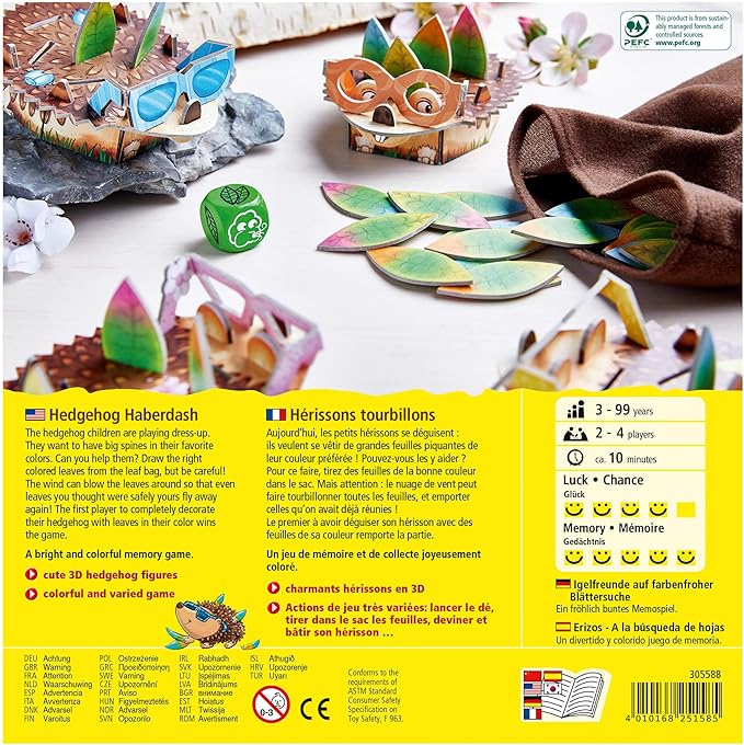 HABA Hedgehog Haberdash Color Matching Memory Game for Ages 3+ (Made in Germany)